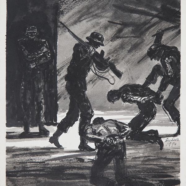 Policías sometiendo